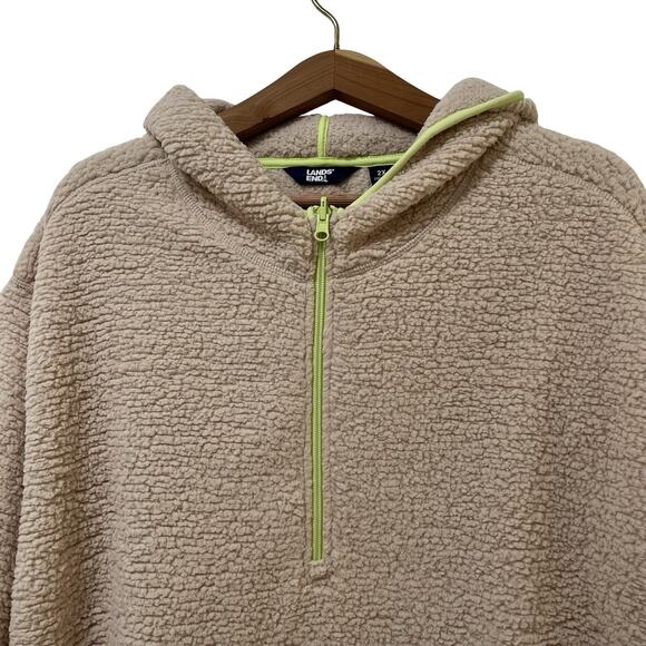 Lands End Womens 1/2 Zip Sherpa Fleece Pullover Hoodie Size 2X Cozy Outdoors - Picture 3 of 8